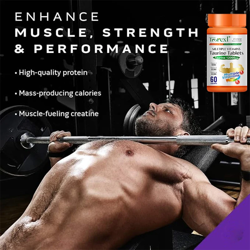 Taurine Muscle Builder, Muscle Building Supplements for Men&Women, Muscle Gainer Workout, Muscle Growth, Increased Strength