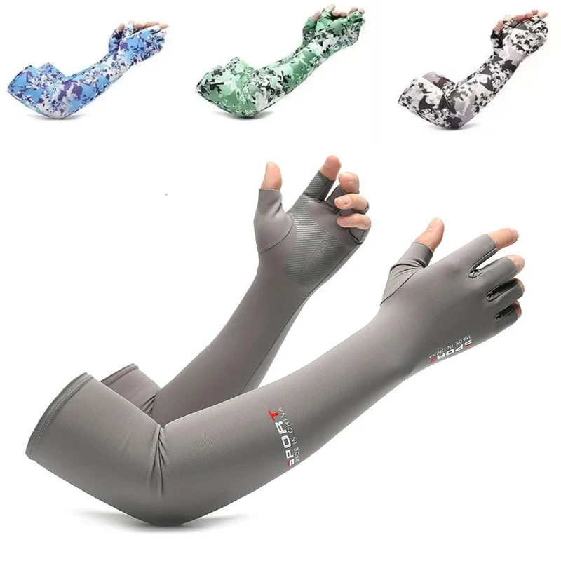 Outdoor Sunscreen Ice Sleeves Arm Sleeve Gloves Running Cycling Sleeves Fishing Bike Sport Protective Arm UV Protection Cover