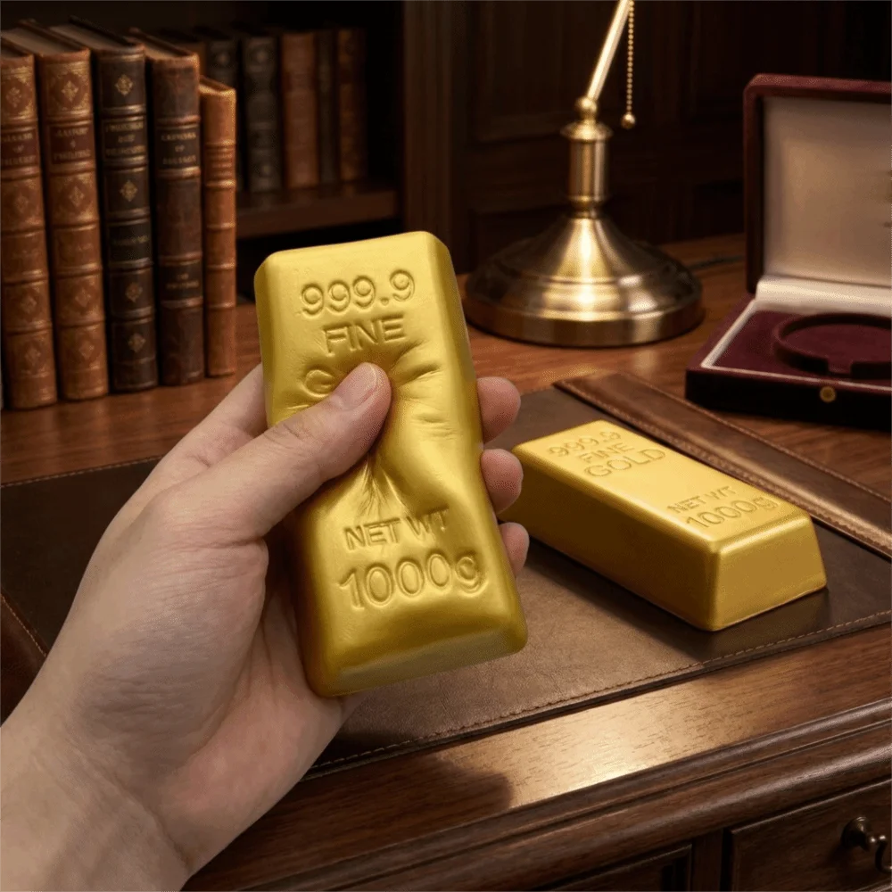 Creative Slow Rising Simulated Gold Bar Squishy Toy Hand Relax Stretchy Gold Bar Pinch Soft Realistic Gold Bar Fidget Toy Adults