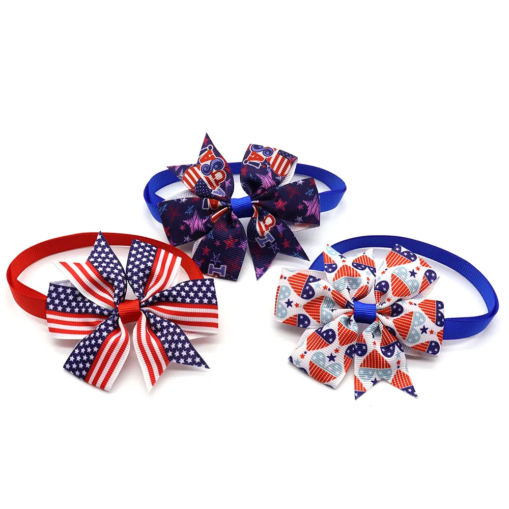 50/100 Pc American Independence Day Dog Accessories for Small Dogs Collar Bowties Necktie Dog 4th of July Party Tie Pet Supplies