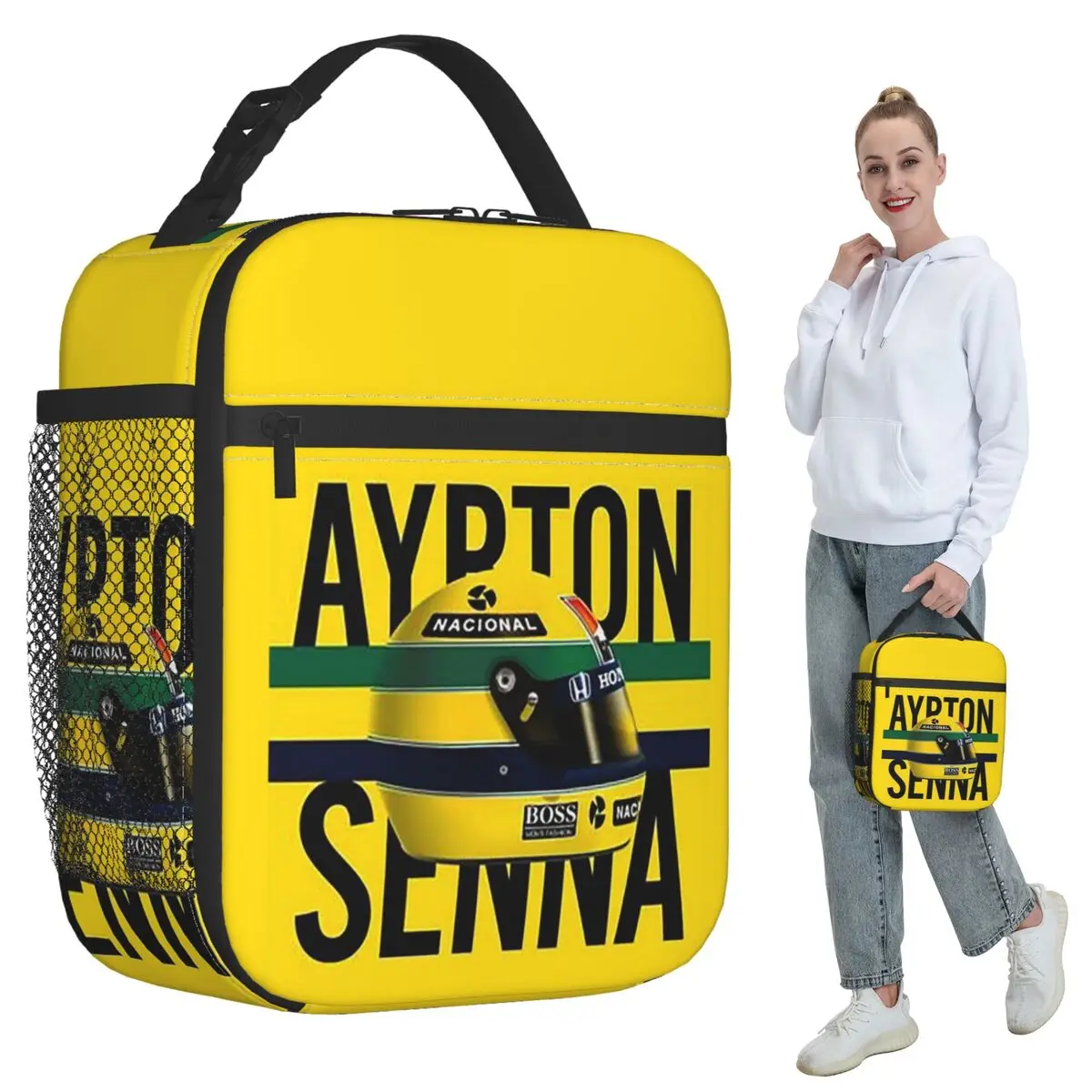 Ayrton Senna Racing Cars Insulated Lunch Bag for Kids School Cooler Thermal Food Box Tote Leakproof Lunch Boxes Container