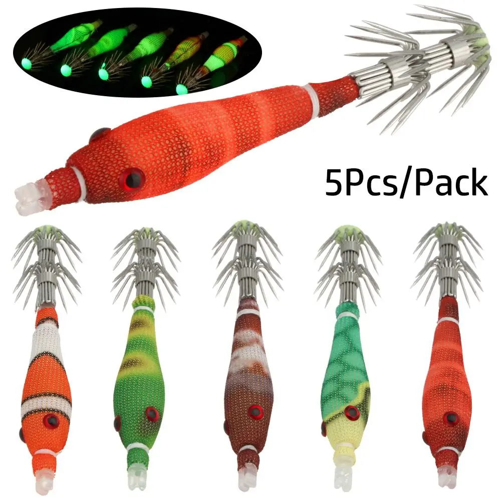 5Pcs/Pack 3.3g 60mm Artificial Squid Baits Soft Squid Hooks Lure Jig Micro Floating Fishhooks