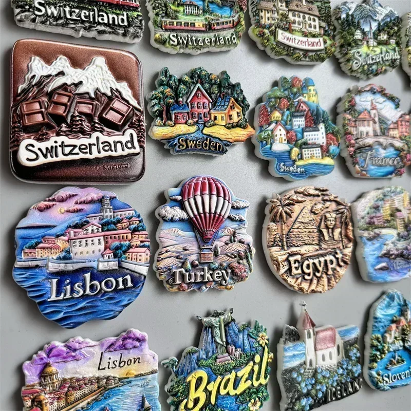 Fridge Magnets Switzerland Sweden France Slovenia Portugal Lisbon Monaco Turkey Brazil Egypt Iceland Tourist Souvenir Gifts