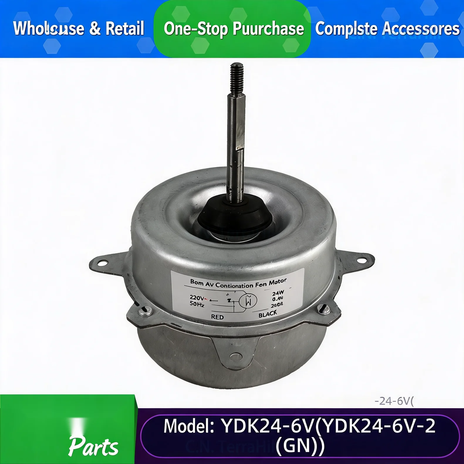YDK24-6V-2(GN) Single Phase Asynchronous Motor Compatible with Midea Air Conditioner Outdoor Fan Motor YDK24-6V