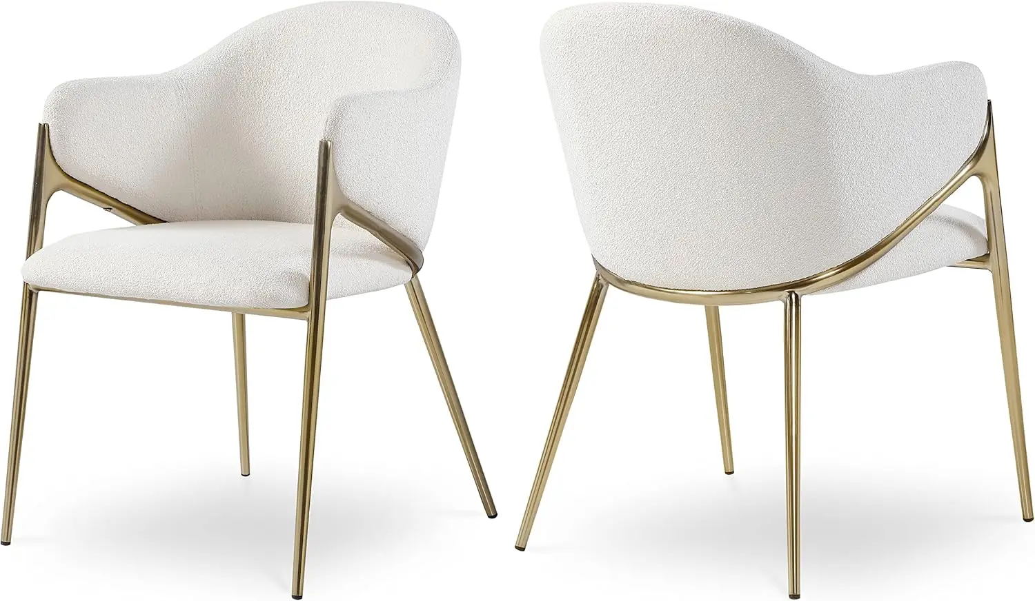 Meridian Furniture 559Cream-C Nial Collection Modern | Contemporary Dining Chair With Rich Cream Boucle Fabric, Iron Frame In