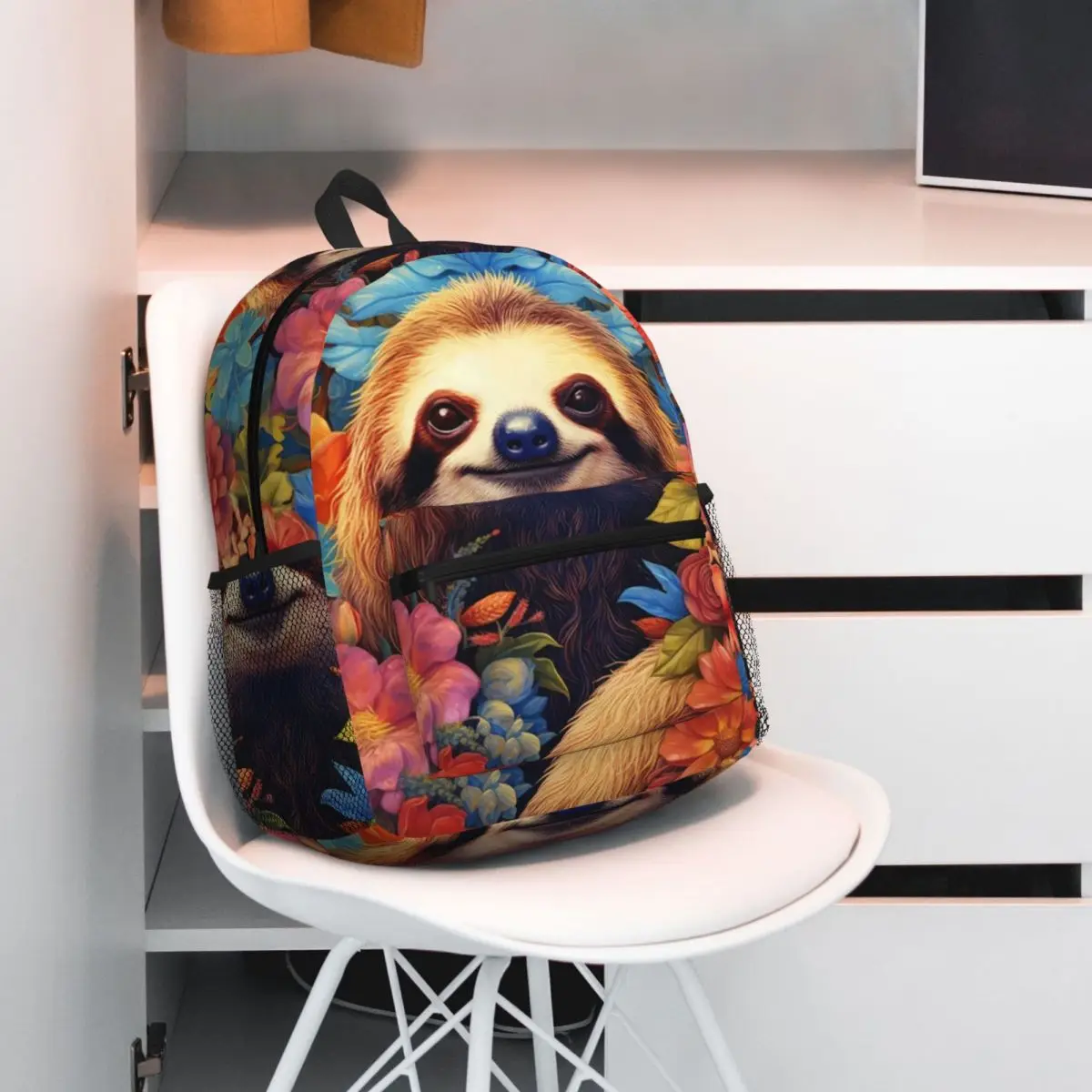 Whimsical Sloth On Tropical Leaf Backpack Student BookBag Children School Bag Computer Shoulder Bags for Boys Girls