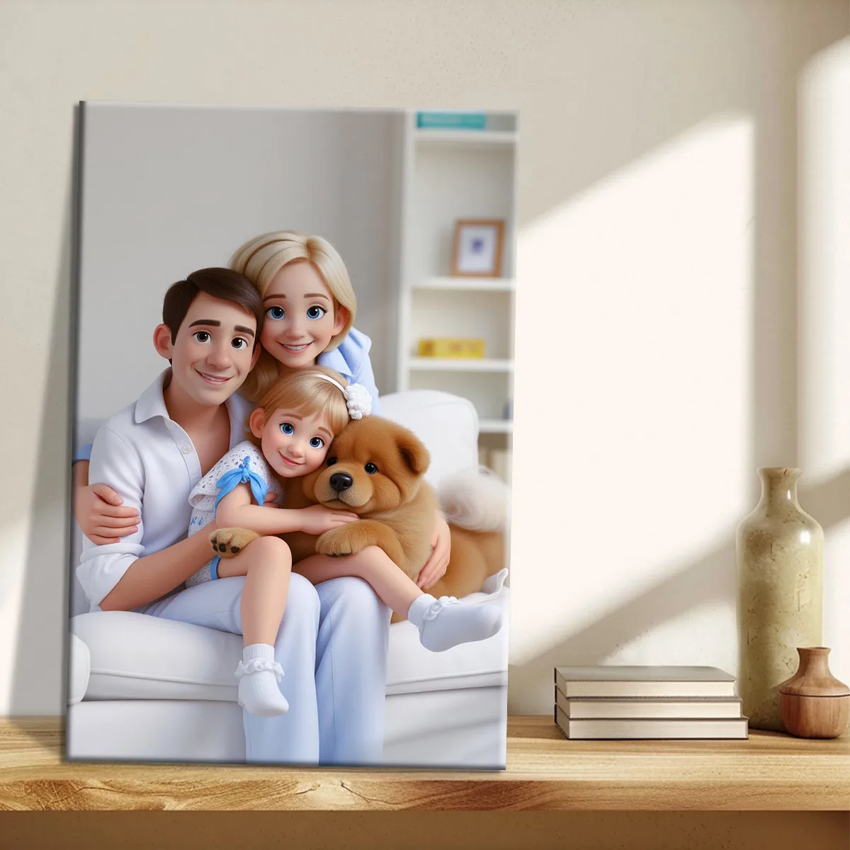 1pcs custom photo personalized send your photo converted to anime style, print canvas - Family Pets, couples portrait birthday