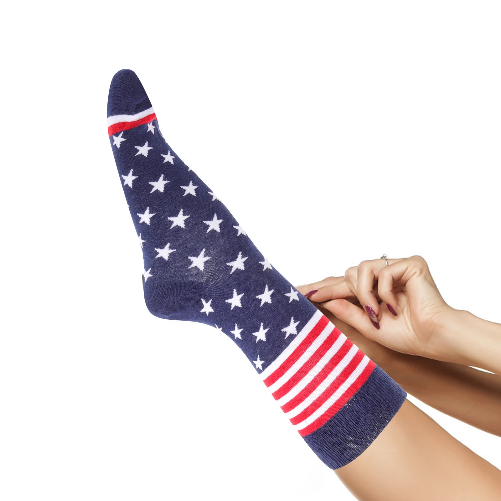 

2 Pairs American Flag Socks Independence Day Cotton Mens Women Long Tube Casual Groomsmen Breathing Comfortable Warm