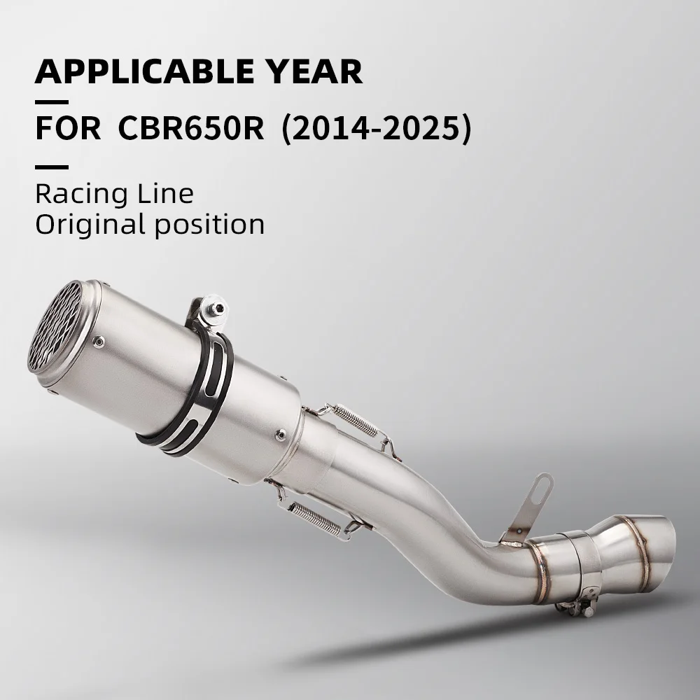 

For CB650R CBR650R CBR650F CB650F 2014-2025 Motorcycle Exhaust Racing Performance Stainless 60MM Middle Link Pipe Line Escape