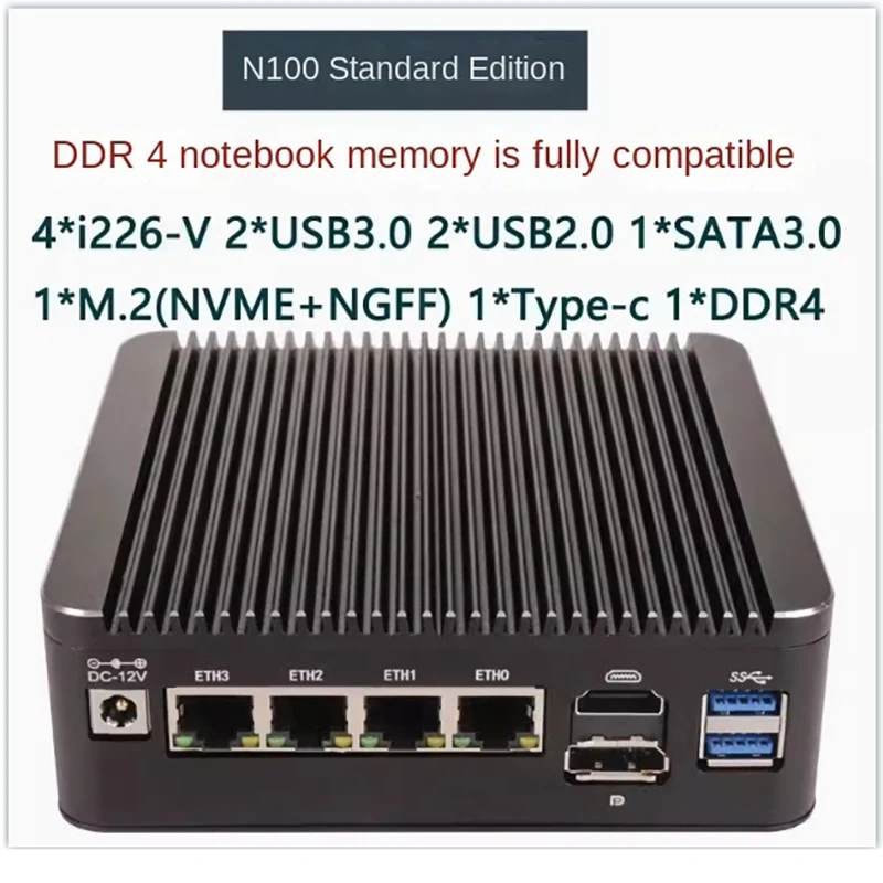 Imagem -06 - Proxmox-ventilador Mini Pcm Intel N100 Fanless Core 4xi226-v2.5gddr4 4x Usb 2.02 x Nvme2 x Sata