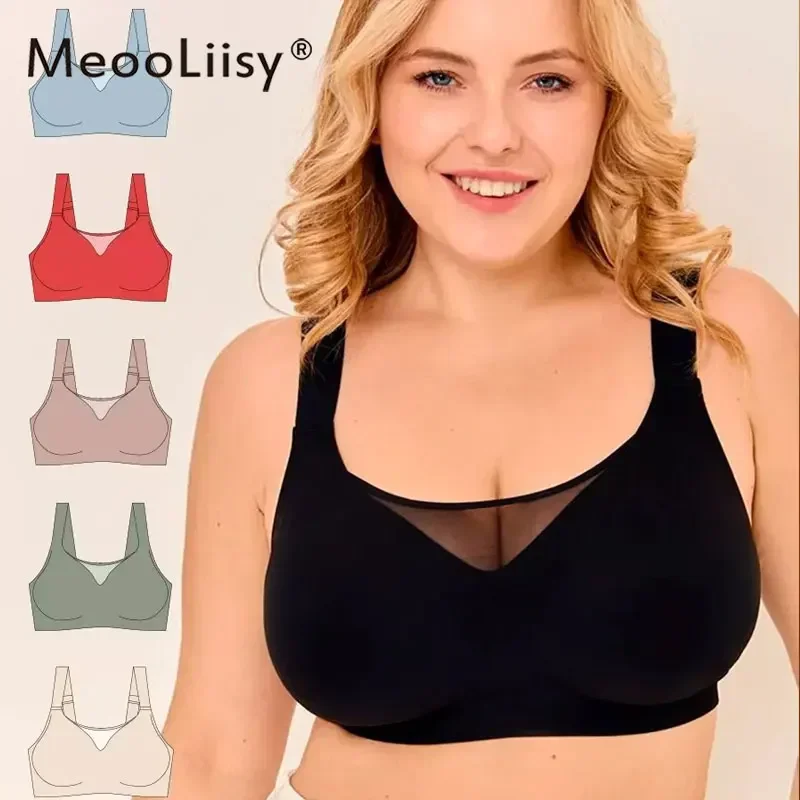 

MeooLiisy Plus Size 4XL Jelly Minimizer Bras Women Push Up Breathable No Wire Lingerie Vest Sports Underwear