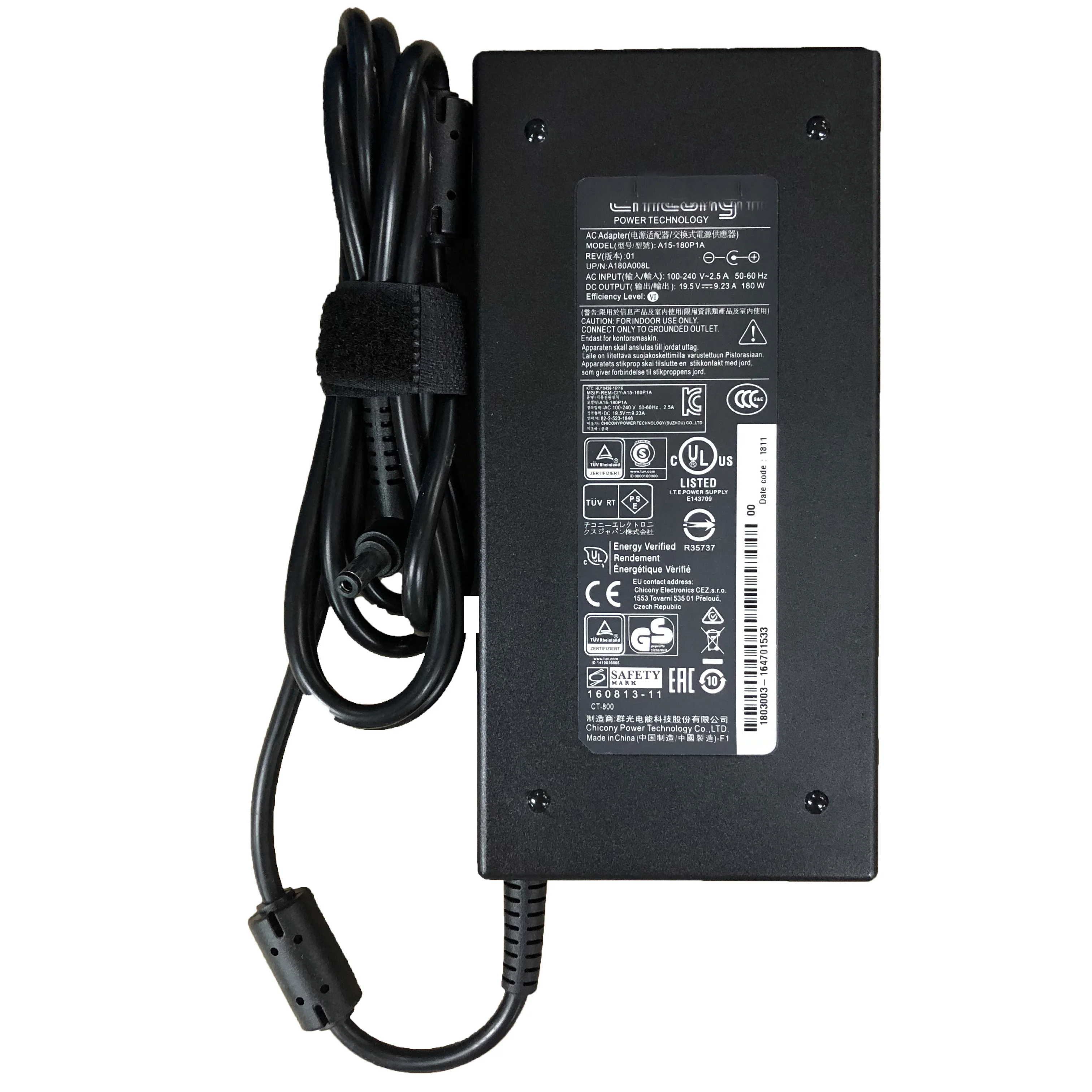 Imagem -04 - Original Novo Chicônia Adaptador de Energia A15-180p1a para Clevo P950hr N850hp6 Msi Gs63vr Gs43vr 19.5v 9.23a 180w 5.5x2.5 mm A17180p4a