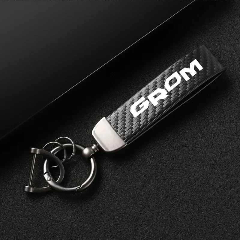 New Leather Carbon Fiber Motorcycle Key Chains KeyChain For Honda MSX125 Grom MSX 125 2013-2020 2019 2018 Motorcycle