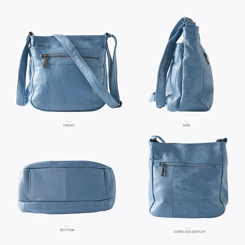 Imagen 2 del producto ANGENGRUI nuevo bolso de cuero genuino para mujer, bolso informal de un hombro tipo bandolera, bandolera con múltiples bolsillos