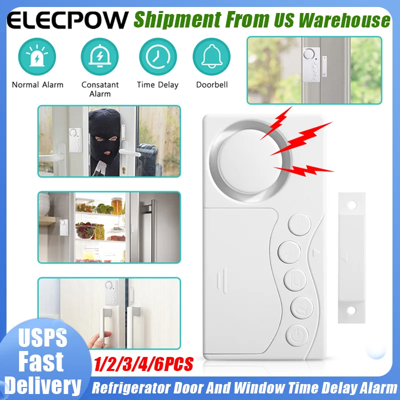 

Elecpow Wireless Door Opening Sensor Time Delay Refrigerator Door Alarm Burglar Alarm Anti-theft Window Open Closed Door Sensor
