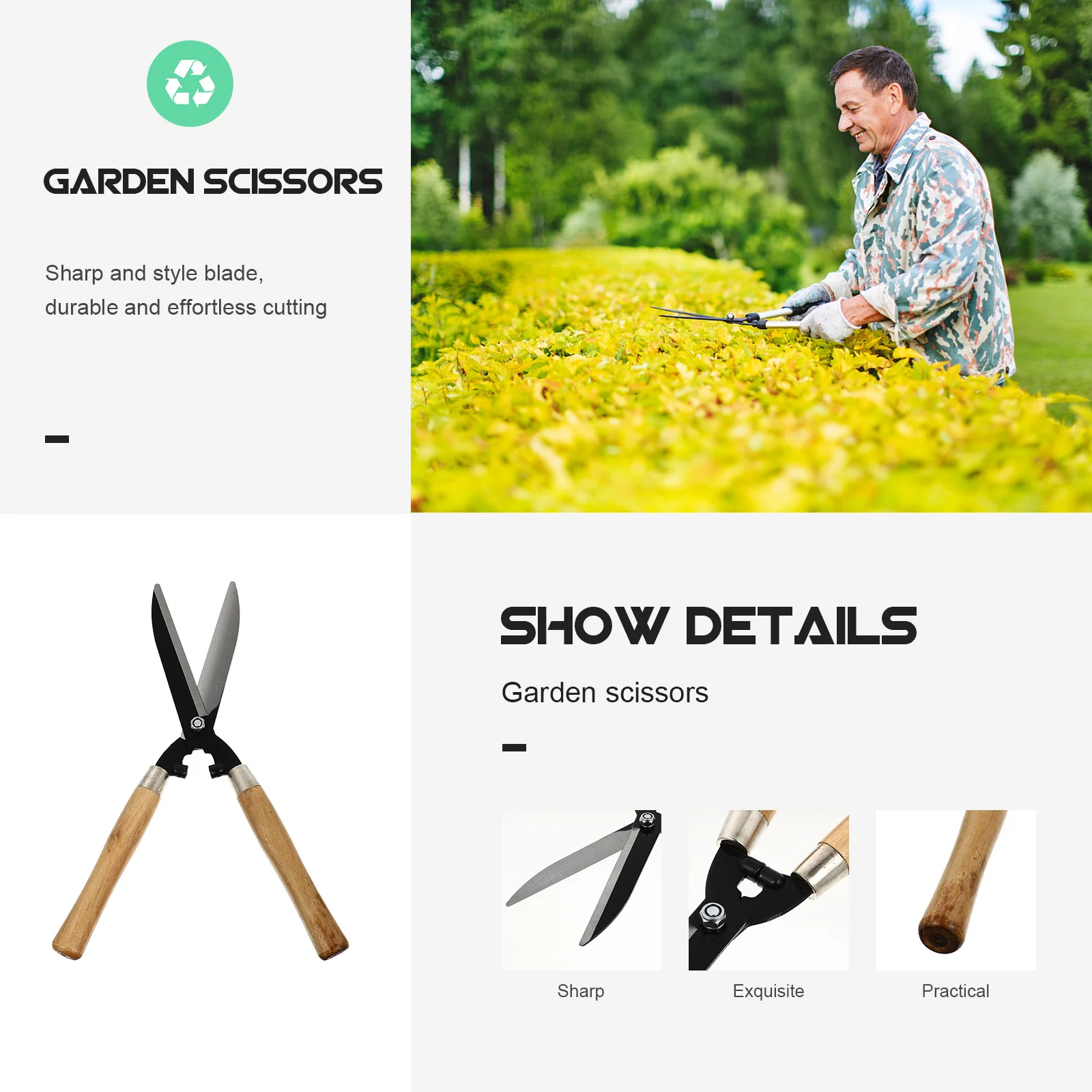 

1Pcs Professional Pruning Shears Anti-Slip Design Durable Material Easy Operate Garden Scissors for Branches Hedges Small Trees