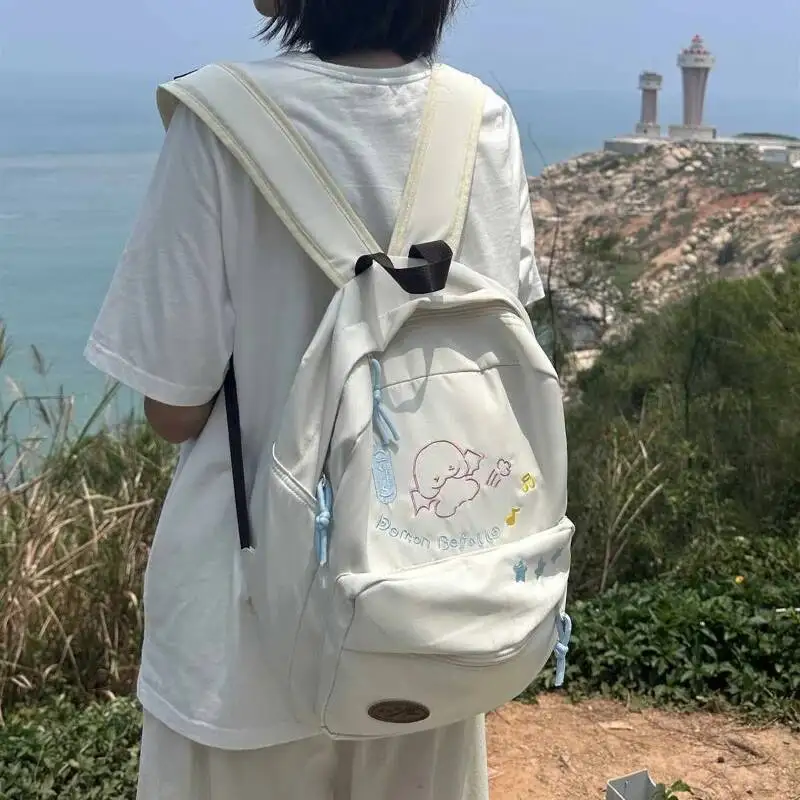 Cartoon Kawaii Cute Embroidery Japanese Backpacks Casual Fashion Ins Women Travel Rucksacks Sweet Y2k Preppy Students Schoolbags