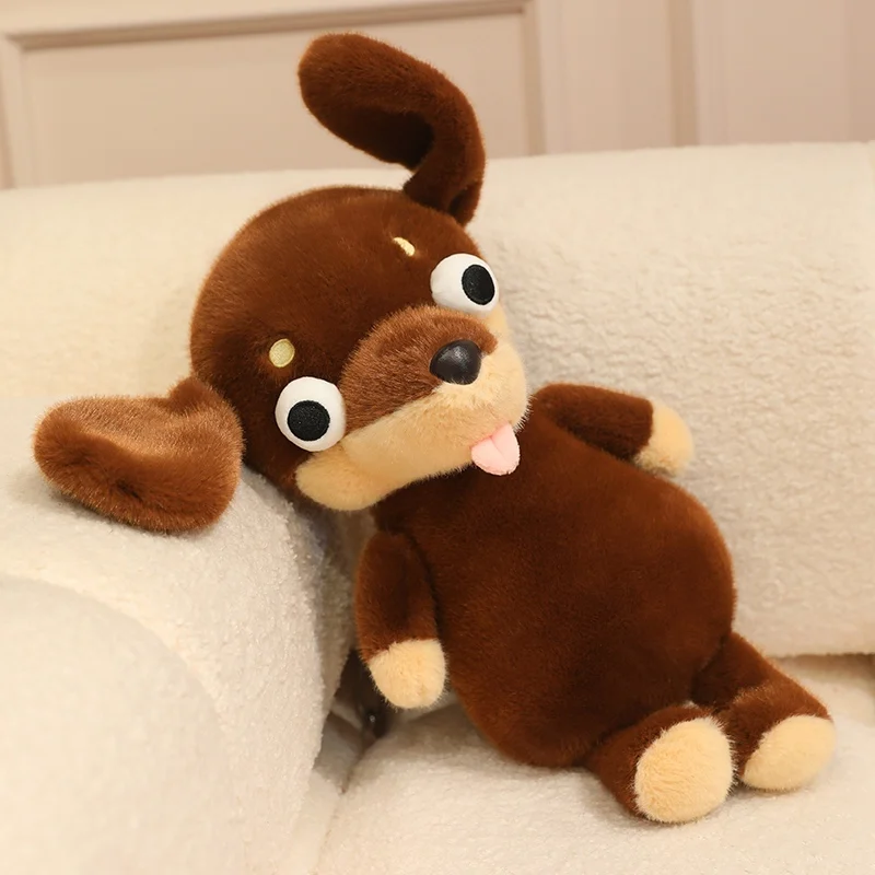 

Плюшевая игрушка-такса 40 см с большими глазами, мягкая набивная игрушка, кавайная собачка, забавная кукла-такса, подарок для питомца/щенка