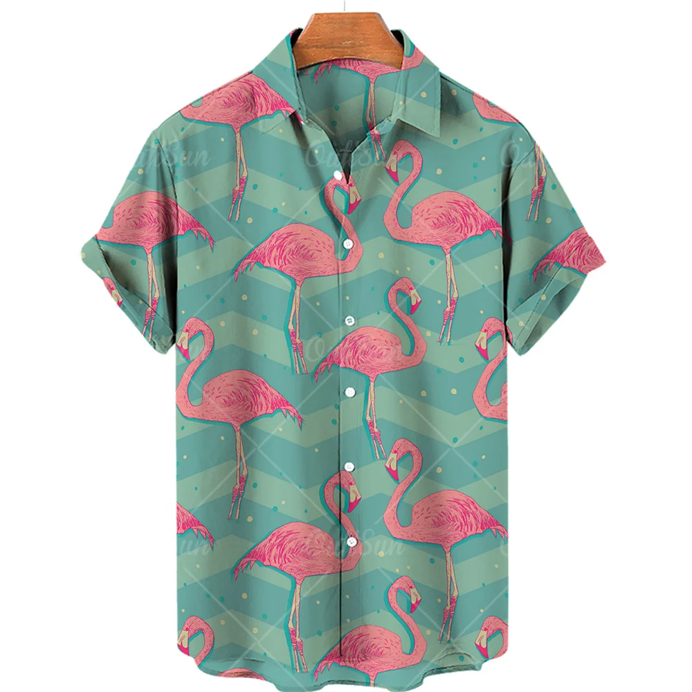 Duck 3d Print Shirts Men Fashion Hawaiian Shirt Short Sleeve Casual Beach Shirts Boys Single-Breasted Blouse y2k Men's Clothing