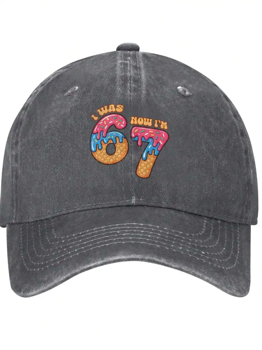 

Vintage Washed Distressed Baseball Cap With Donut 67 Embroidery For Adults