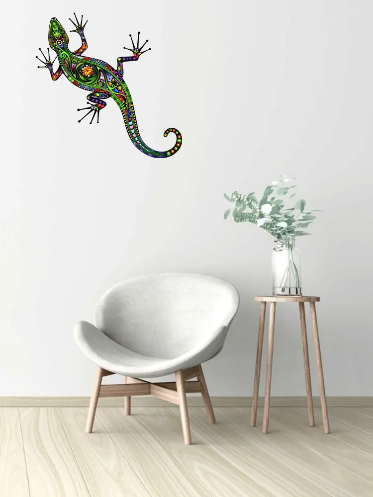 Tri koshki WCS894 11.4x19cm Colorful gecko Wall Sticker Waterproof Decal PVC Home Decoration Kids Room Door Living Room Toile