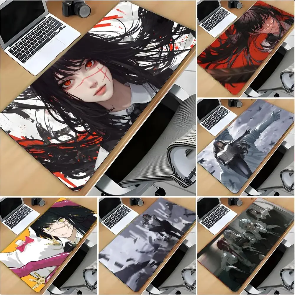 Anime Character Chainsaw Man Asa Mitaka Mouse Pad Large Mouse Pad Desk Mat Non‑Slip Gaming Board Game Mat with Stitched Edges