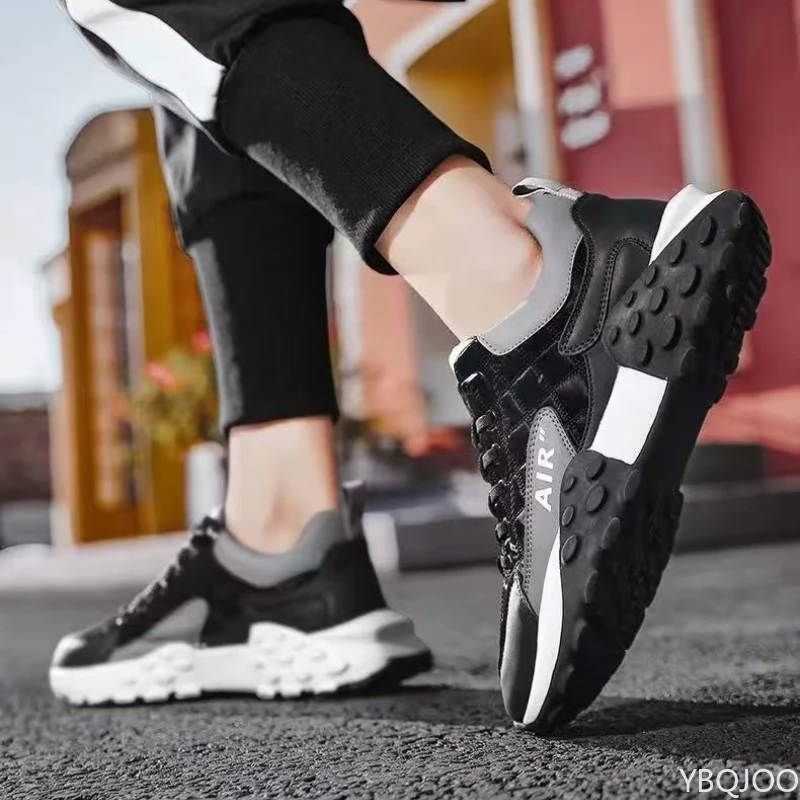 Duże Rozmiary Wiosenno-Jesienne Nowe Buty Męskie na Grubej Podeszwie Podwyższające Wzrost Casualowe Modne Uniwersalne Płaskie Sportowe Buty Męskie