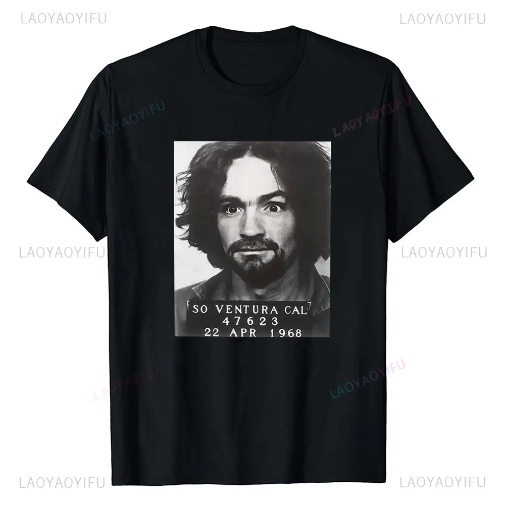 New Charles Manson Short-sleev Aesthetic Harajuku Streetwear Casual Unique Fashion Ventilate Mens Summer Printed T-Shirt Tops