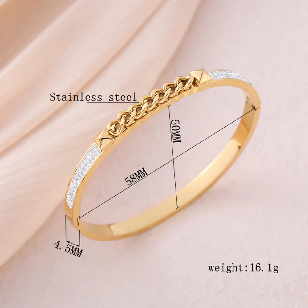 New style, chains, diamonds, women's bracelets, stainless steelGold-plated 18K will not lose color, suitable for jewelry gifts