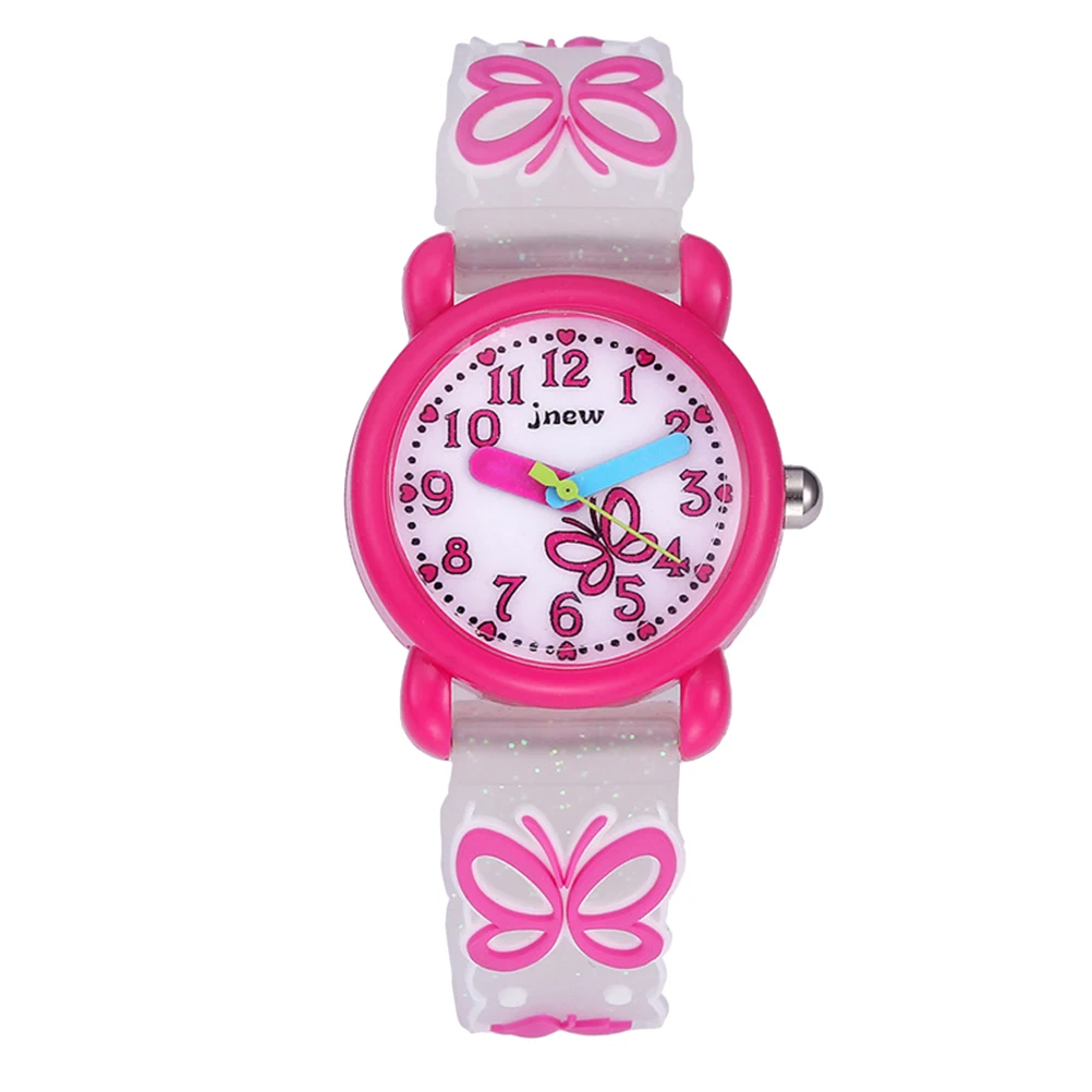 

Children Watch 3D Cartoon Dinosaur Pattern Silicone Band Waterproof Quartz Wristwatch Gift Kids Boys Girls (Butterfly, White Bac