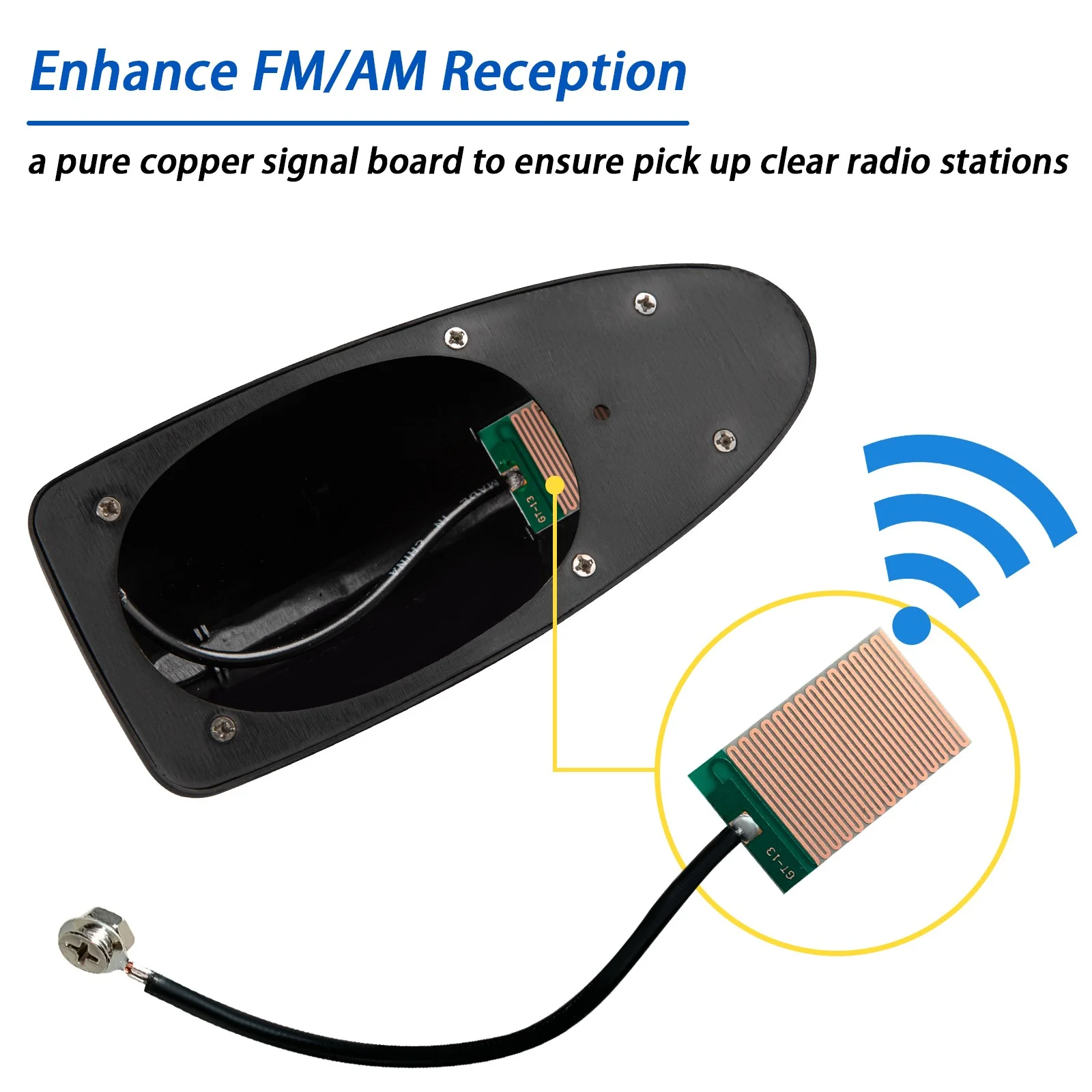 هوائي سقف زعانف القرش الأسود هوائي FM/AM راديو إشارة ديكور سيارة تقليم عالمي