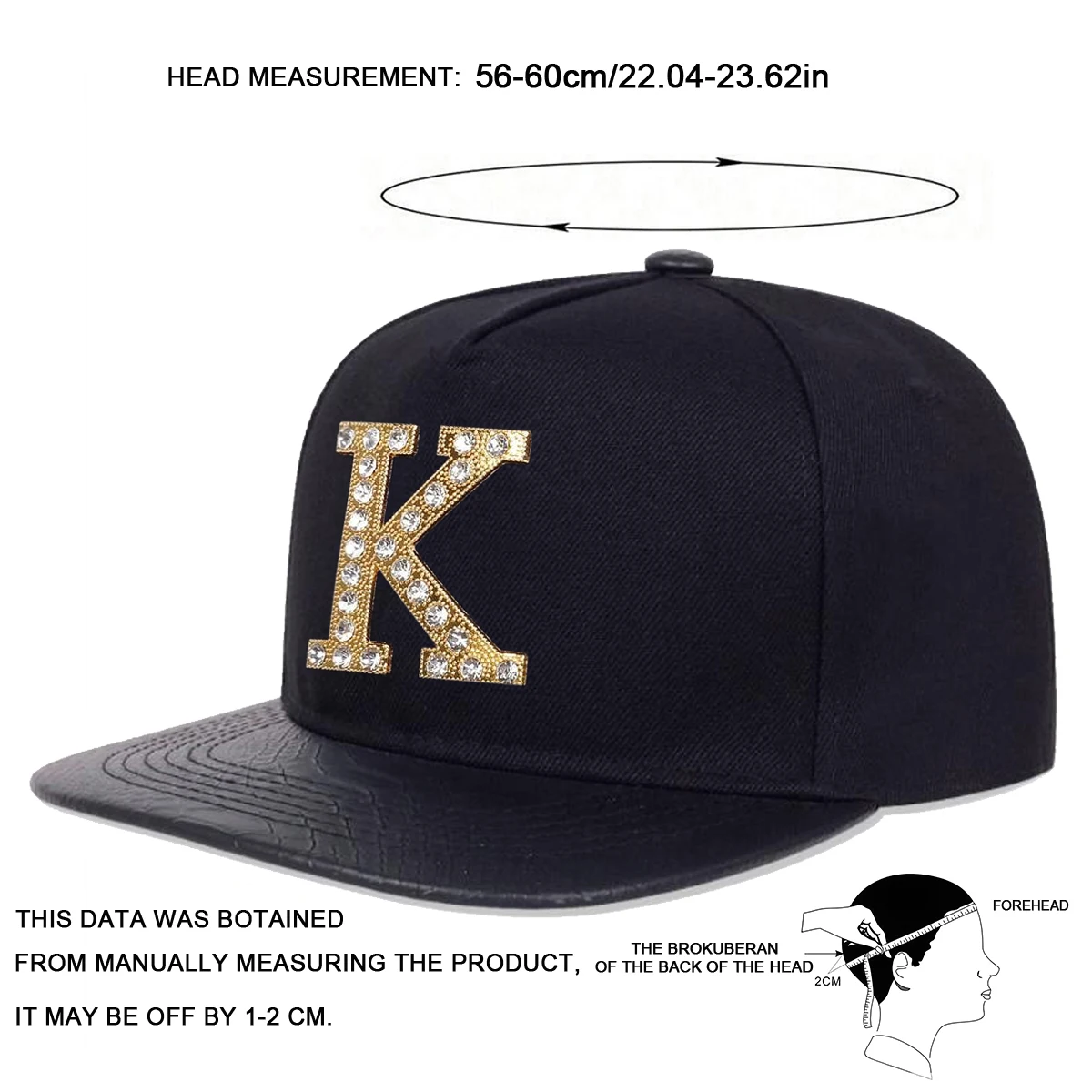 Unisex K Letter Label With Drill Hip-hop Hats Spring Autumn Outdoor Adjustable Casual Baseball Caps Sunscreen Hat