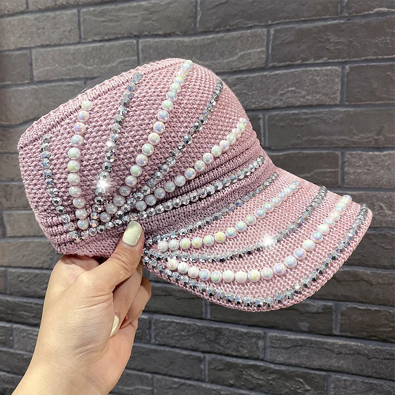 Rhinestone Hat Baseball cap style Ladies Cap Casual Outdoor Sport Cap Summer Beach Sunshade Hat Out Breathable Empty Top Hat