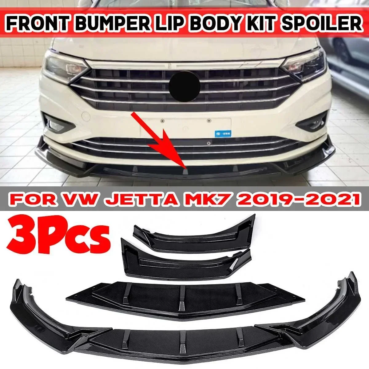 

For VW Jetta MK7 2019-2021 Car Front Bumper Lip Diffuser Protector Cover Body Kit Spoiler Deflector Lips Accessories Body Kit