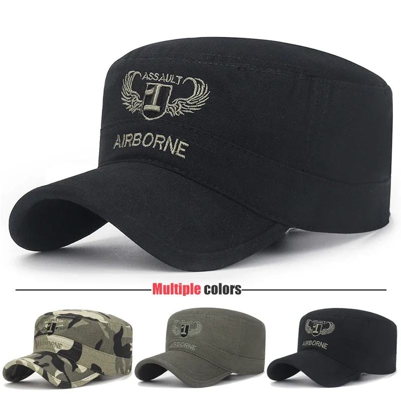 New Unisex Military Enthusiast  Flat Top Baseball Cap Men Women Fashion Outdoor Sport Military Cadet Soft Top Snapback Hat