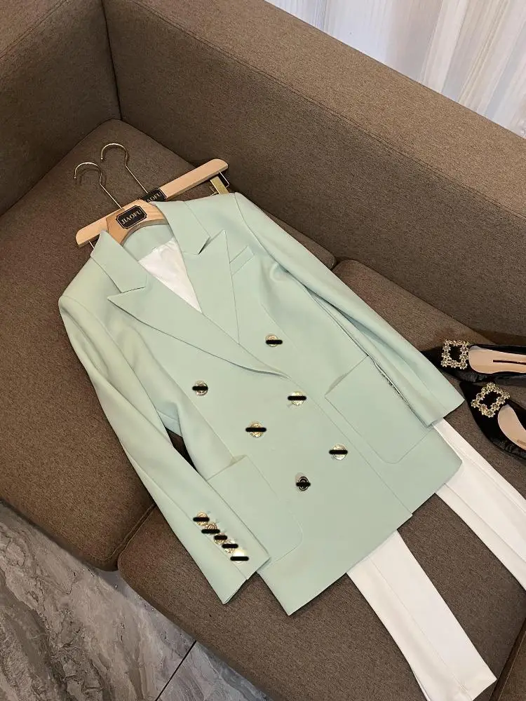 

Ele Classic Women's Suit Coat Comfortable Tailored Outerwear Winter New Arrival Commute Sle Long Sve Double Button