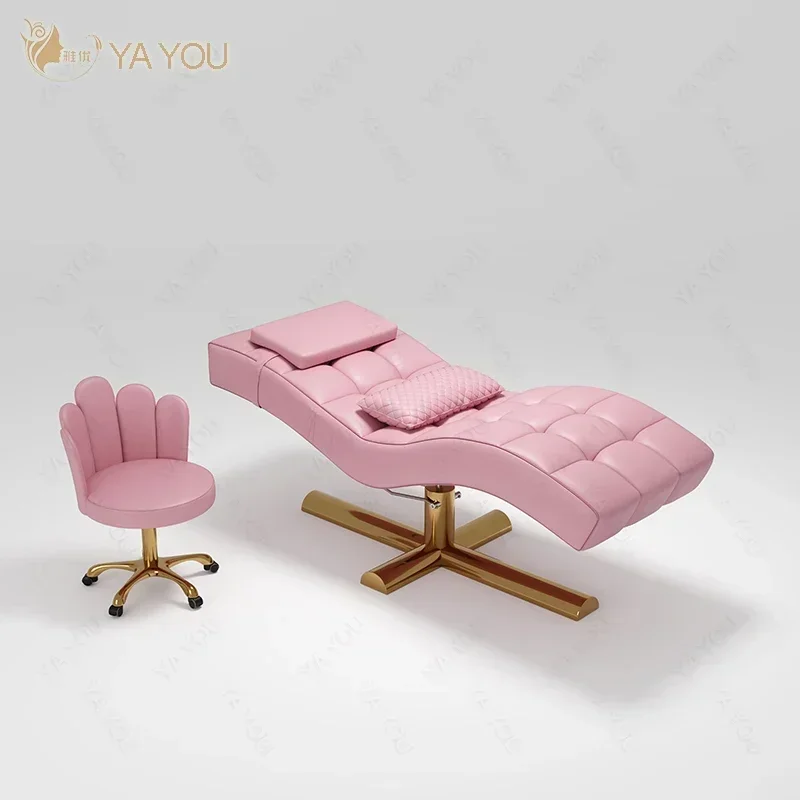 High Quality Curved Eye Extension Bed Furniture Customized Spa Eyebrow Beauty Salon Chair Eye Extension Bed