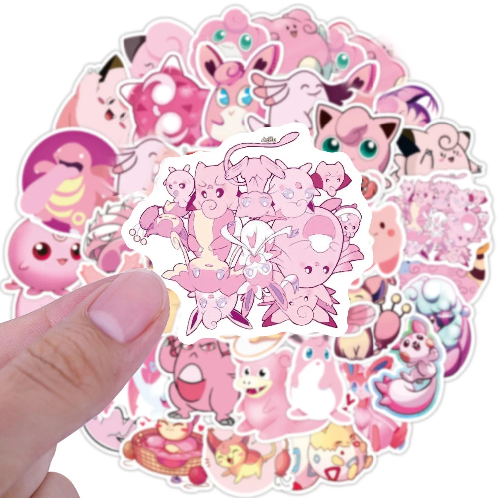 10/30/50pcs Kawaii Pokemon Pink Jigglypuff Stickers Cute Cartoon Kids Sticker Toy Phone Water Bottle Diary Anime Graffiti Decals