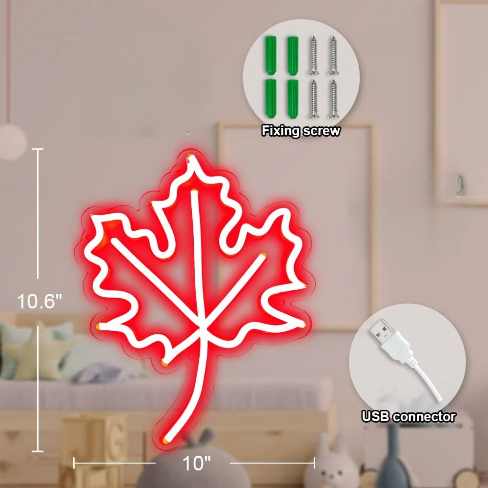 Maple Leaf Dimmable Neon Sign Canada Day LED Neon Light for Living Room Outdoor Party Wall Decor National Symbol Souvenir Gift