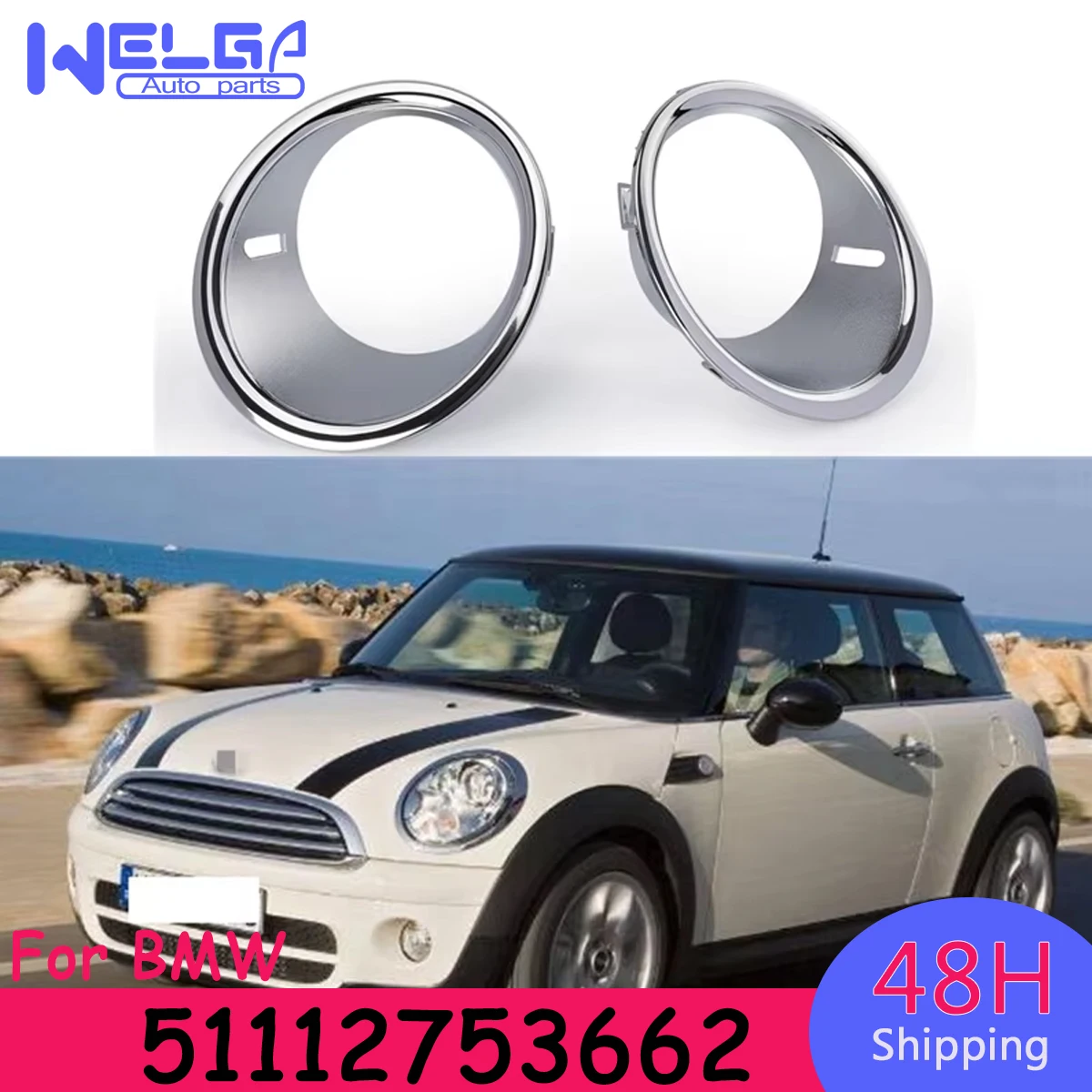 

OEM 51112753661 51112753662 Front Fog Light Lamp Chrome Trim Ring Cover For BMW for Mini Cooper R55 R56 R57 Petrol Vehicles New