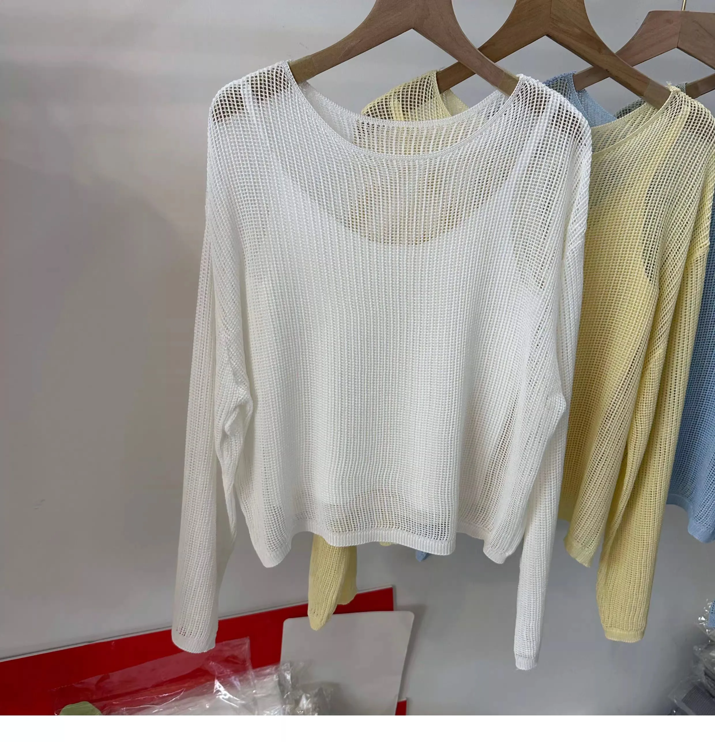 Ausgehöhlte Langarm-Strickbluse 2026 – Neues Sommer-Sonnenschutz-Cover-Up und figurfreundliches zweiteiliges Cami-Set – Detail 14