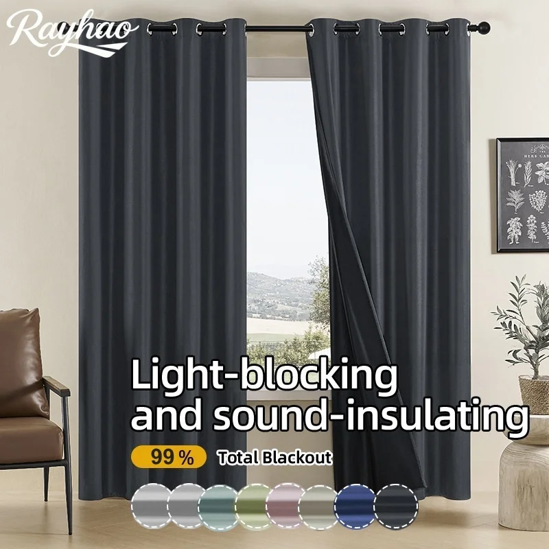 Blackout Curtains with Grommets Total Privacy Drapes for Bedroom Kitchen Sunlight Blocking Heat Insulation Privacy Protection