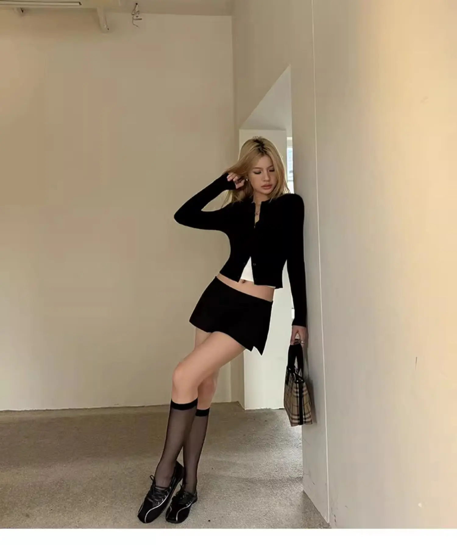 Women RA  High Waist Side Zips The Two-way Mini Skirt Shorts