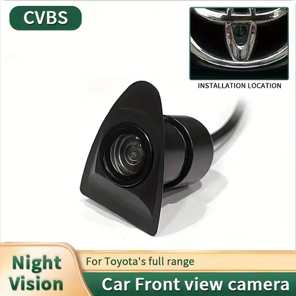 Car Front View Camera Logo Embedded for Toyota - 480P HD Resolution, Fixed Lens, Enhanced Safety & Parking Assistance
