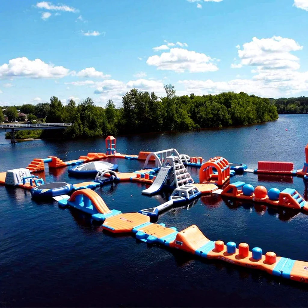 AirFunPro PVC Inflatable Aqua Park Water Parks for Adults & Kids with Slide and Obstacle Features Outdoor Use