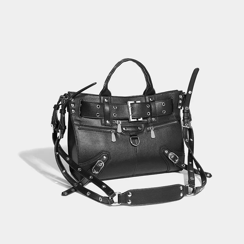 Women's Motorcycle Heavy Industry Rivet 2024 High-end Design Large Capacity Tote PU leather Trendy Crossbody Bag