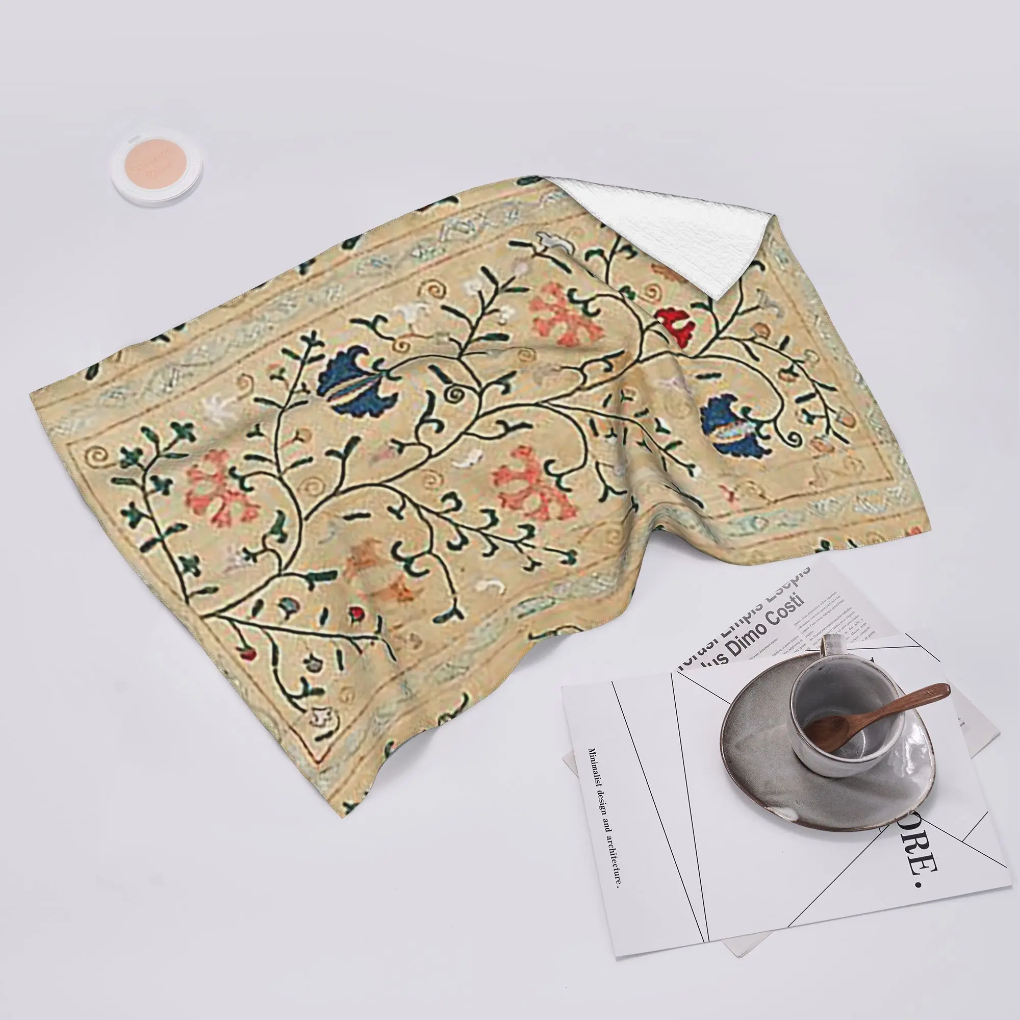 Toalha de Rosto Personalizada com Bordado Suzani do Uzbequistão, Toalhas de Algodão Absorventes e de Secagem Rápida para Piscina e Banho