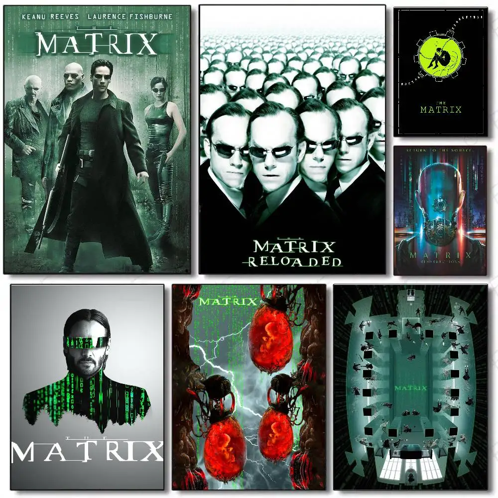 The M-Matrix Science Fiction Action Movies Poster Art Sticky Wall Waterproof Home Living Room Bedroom Bar Aesthetic Decoration