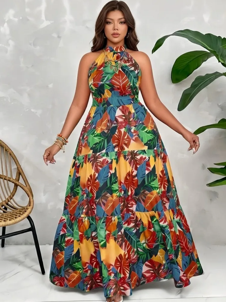 XL-5XL Plus Size Clothes Dresses Women Robes Summer Sleeveless Street Style Casual 3XL 4XL Big Size Maxi Dress Oversized