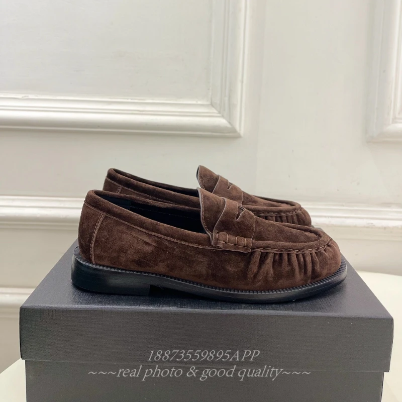 حذاء مسطح فرنسي ريترو جديد تمامًا مصنوع من جلد العجل، مع نعل جلد طبيعي للسيدات من Lofu، حذاء فردي مريح وغير رسمي